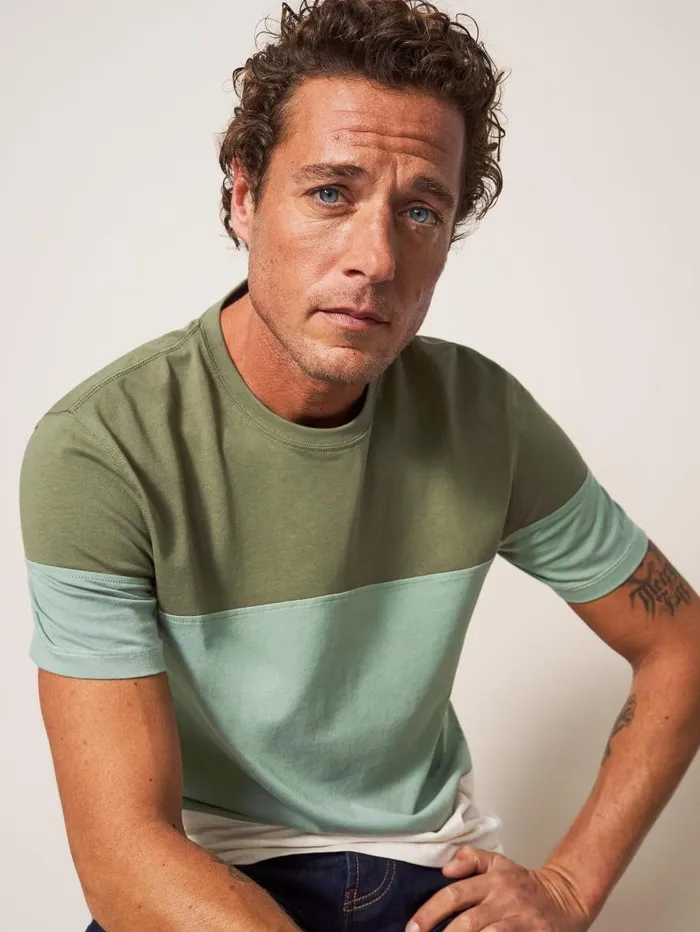 White Stuff TSHIRTS Linwood Colourblock SS Tee Dusty Green 8211 Men White Stuff TSHIRTS Linwood Colourblock SS Tee Dusty Green 8211 Men