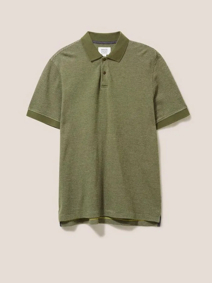 White Stuff TSHIRTS Micro Dot Polo Khaki Green 8211 Men