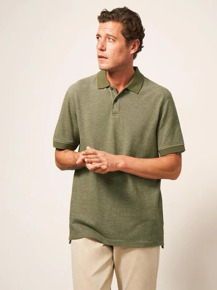White Stuff TSHIRTS Micro Dot Polo Khaki Green 8211 Men