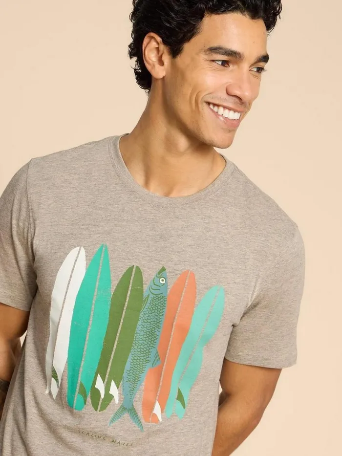 White Stuff TSHIRTS Scaling Waves Graphic Tee Grey Print 8211 Men White Stuff TSHIRTS Scaling Waves Graphic Tee Grey Print 8211 Men