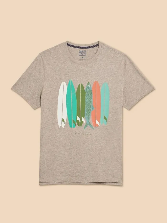 White Stuff TSHIRTS Scaling Waves Graphic Tee Grey Print 8211 Men White Stuff TSHIRTS Scaling Waves Graphic Tee Grey Print 8211 Men