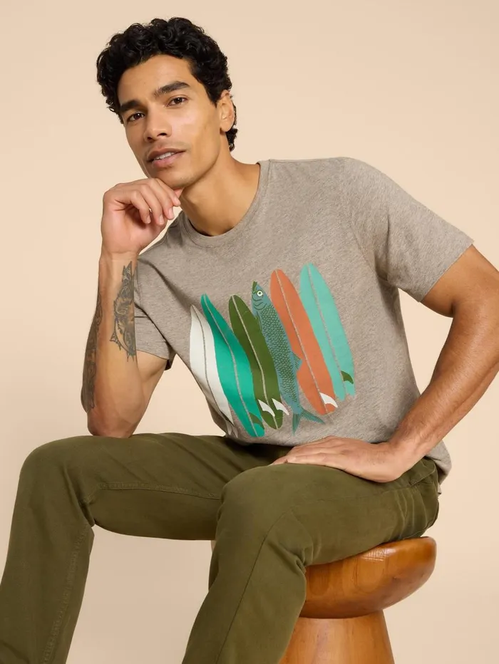 White Stuff TSHIRTS Scaling Waves Graphic Tee Grey Print 8211 Men White Stuff TSHIRTS Scaling Waves Graphic Tee Grey Print 8211 Men