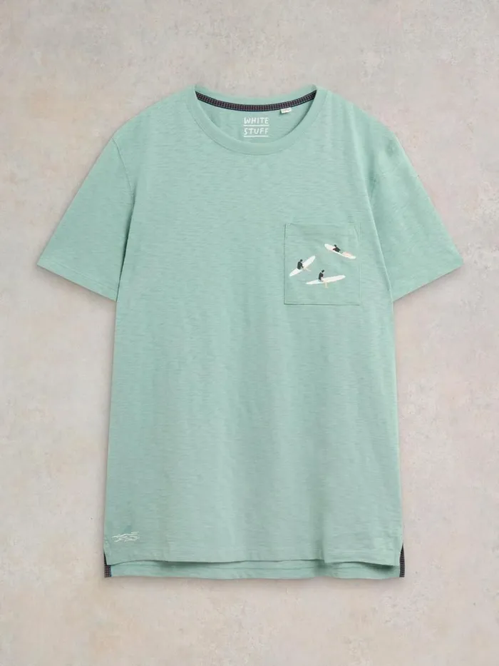 White Stuff TSHIRTS Shark Pocket Graphic Tee Mint Green 8211 Men White Stuff TSHIRTS Shark Pocket Graphic Tee Mint Green 8211 Men