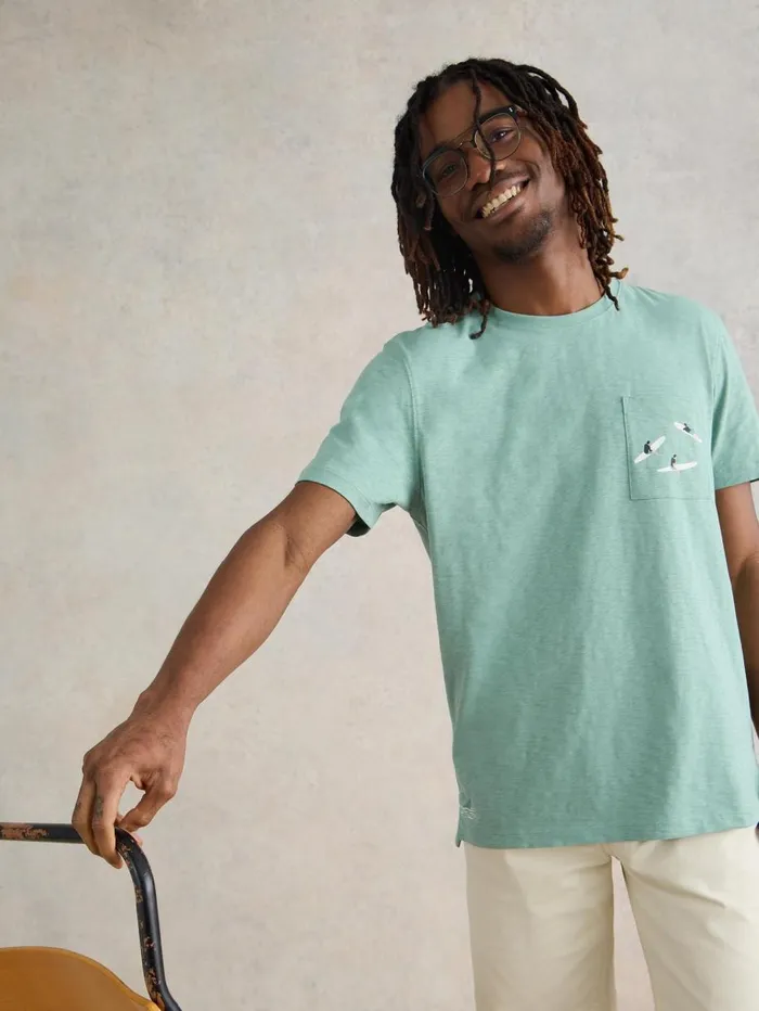White Stuff TSHIRTS Shark Pocket Graphic Tee Mint Green 8211 Men White Stuff TSHIRTS Shark Pocket Graphic Tee Mint Green 8211 Men