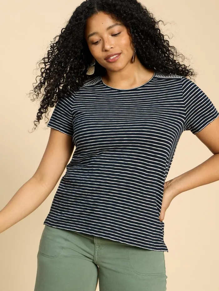 White Stuff TOPS and TEES ABBIE EMBROIDERED STRIPE TEE Ivory Multi 8211 Women White Stuff TOPS and TEES ABBIE EMBROIDERED STRIPE TEE Ivory Multi 8211 Women