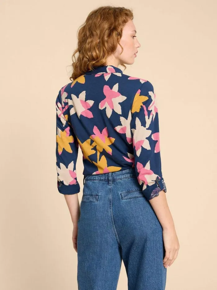 White Stuff TOPS and TEES ANNIE JERSEY PRINT SHIRT Navy Print 8211 Women