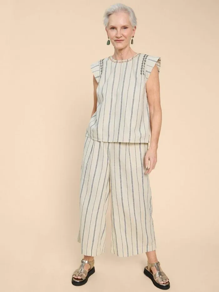 White Stuff TOPS and TEES Carla Stripe Linen Blend Top Natural Multi 8211 Women White Stuff TOPS and TEES Carla Stripe Linen Blend Top Natural Multi 8211 Women