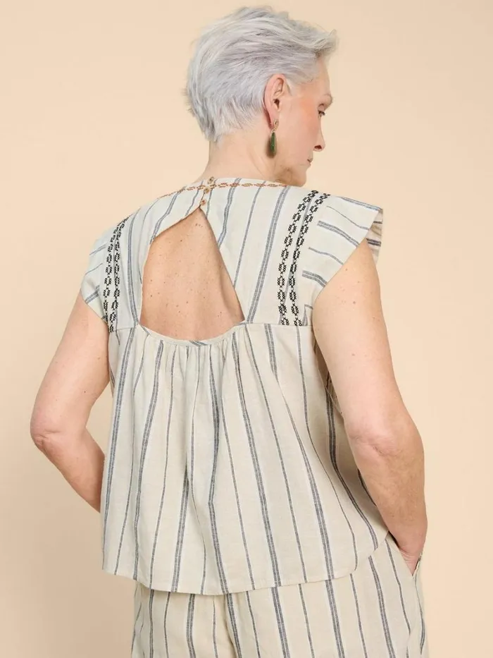 White Stuff TOPS and TEES Carla Stripe Linen Blend Top Natural Multi 8211 Women White Stuff TOPS and TEES Carla Stripe Linen Blend Top Natural Multi 8211 Women