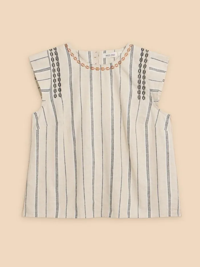 White Stuff TOPS and TEES Carla Stripe Linen Blend Top Natural Multi 8211 Women White Stuff TOPS and TEES Carla Stripe Linen Blend Top Natural Multi 8211 Women