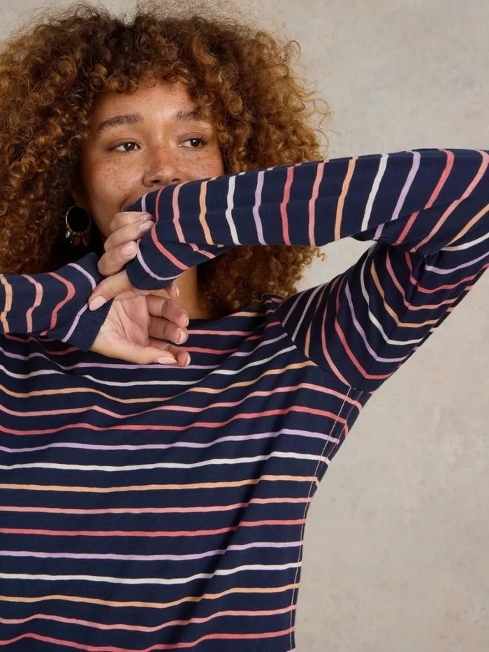 White Stuff TOPS and TEES CLARA STRIPE LS TEE Navy Multi 8211 Women White Stuff TOPS and TEES CLARA STRIPE LS TEE Navy Multi 8211 Women