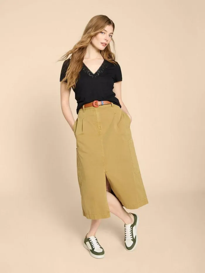 White Stuff TOPS and TEES Ellie Linen Blend Lace Tee Pure Black 8211 Women