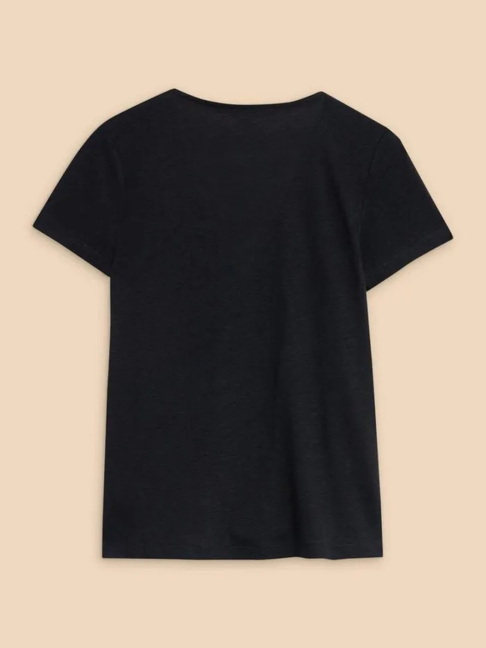 White Stuff TOPS and TEES Ellie Linen Blend Lace Tee Pure Black 8211 Women