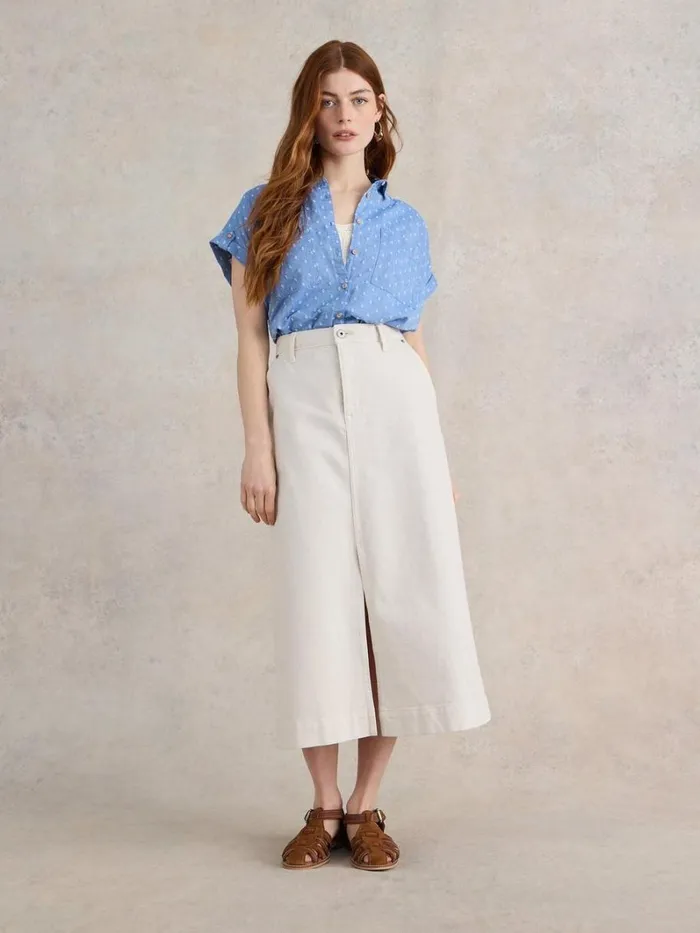 White Stuff TOPS and TEES Ellie Organic Cotton Shirt Blue Multi 8211 Women