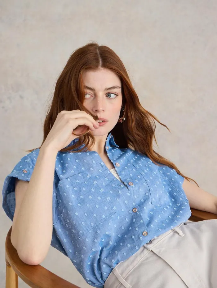White Stuff TOPS and TEES Ellie Organic Cotton Shirt Blue Multi 8211 Women White Stuff TOPS and TEES Ellie Organic Cotton Shirt Blue Multi 8211 Women