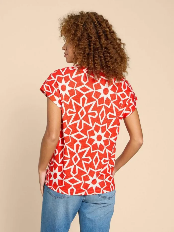 White Stuff TOPS and TEES IVY LINEN TEE Red Print 8211 Women White Stuff TOPS and TEES IVY LINEN TEE Red Print 8211 Women