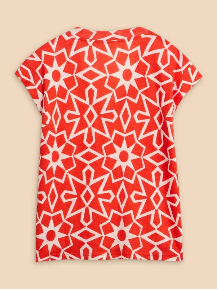 White Stuff TOPS and TEES IVY LINEN TEE Red Print 8211 Women White Stuff TOPS and TEES IVY LINEN TEE Red Print 8211 Women