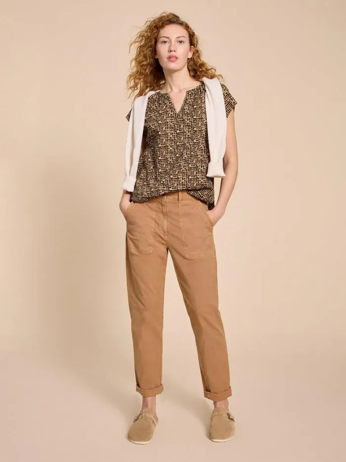 White Stuff TOPS and TEES Keri Cotton Organic Top Black Print 8211 Women