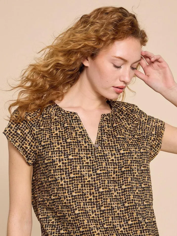 White Stuff TOPS and TEES Keri Cotton Organic Top Black Print 8211 Women White Stuff TOPS and TEES Keri Cotton Organic Top Black Print 8211 Women
