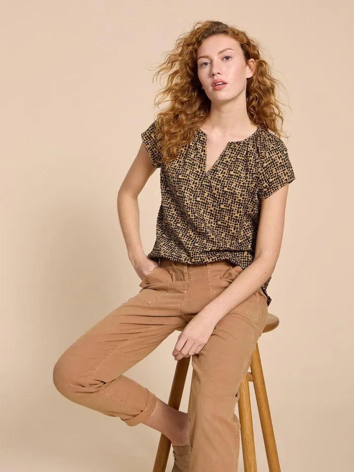 White Stuff TOPS and TEES Keri Cotton Organic Top Black Print 8211 Women White Stuff TOPS and TEES Keri Cotton Organic Top Black Print 8211 Women