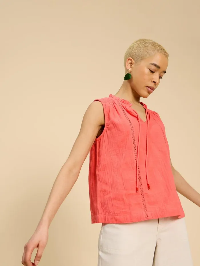 White Stuff TOPS and TEES Lottie Double Cloth Vest Mid Pink 8211 Women