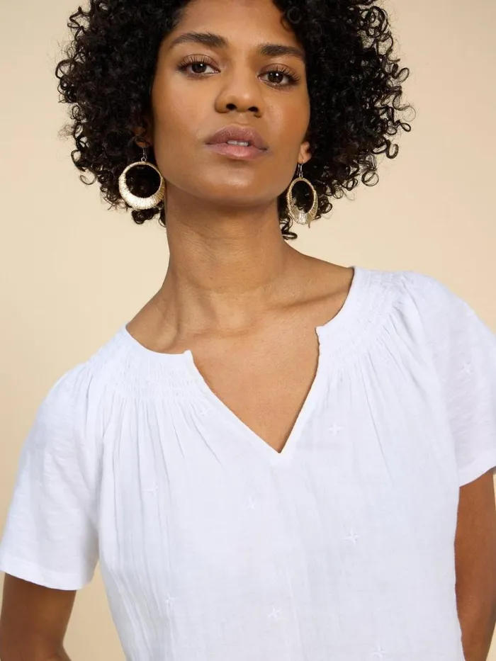 White Stuff TOPS and TEES LUELLA NOTCH NECK EMB TOP Brilliant White 8211 Women White Stuff TOPS and TEES LUELLA NOTCH NECK EMB TOP Brilliant White 8211 Women
