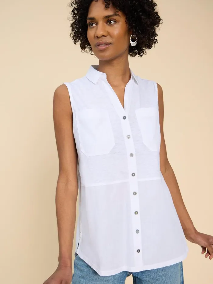 White Stuff TOPS and TEES MELANIE MIX LONGLINE SHIRT Natural White 8211 Women