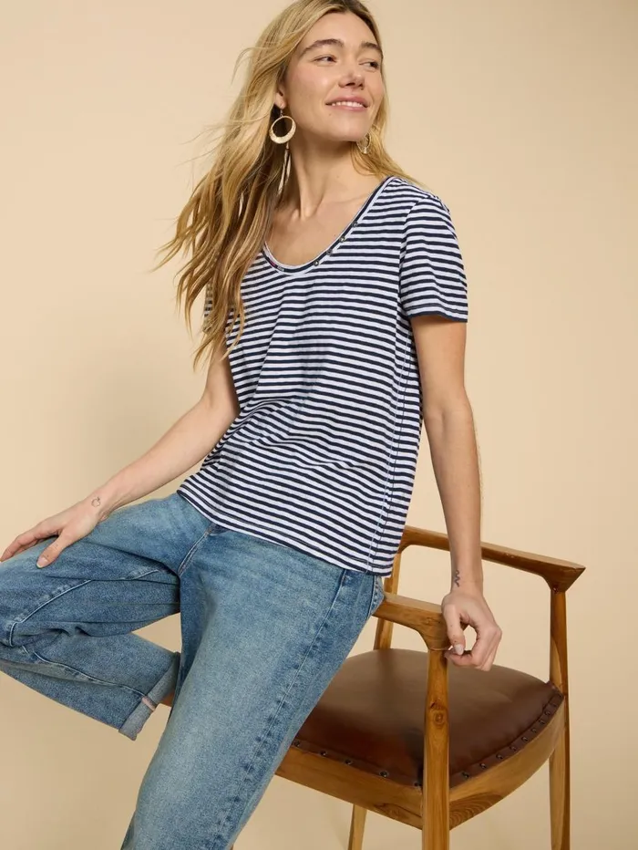 White Stuff TOPS and TEES NADIA SS SCOOP NECK TEE White Multi 8211 Women
