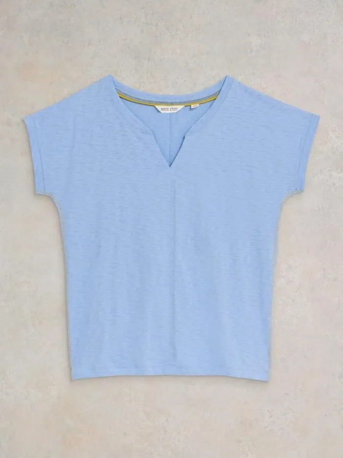 White Stuff TOPS and TEES NELLY NOTCH NECK COTTON TEE Light Blue 8211 Women White Stuff TOPS and TEES NELLY NOTCH NECK COTTON TEE Light Blue 8211 Women