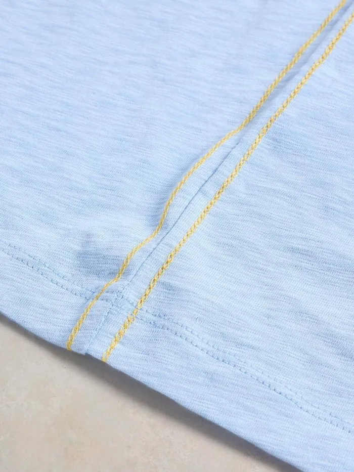 White Stuff TOPS and TEES NELLY NOTCH NECK COTTON TEE Light Blue 8211 Women White Stuff TOPS and TEES NELLY NOTCH NECK COTTON TEE Light Blue 8211 Women