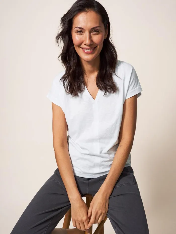 White Stuff TOPS and TEES Nelly Notch Neck Tee Natural White 8211 Women