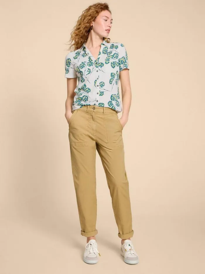 White Stuff TOPS and TEES PENNY JERSEY POCKET SHIRT Ivory Print 8211 Women