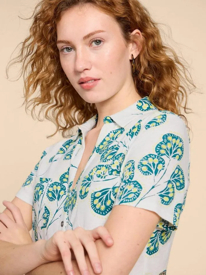 White Stuff TOPS and TEES PENNY JERSEY POCKET SHIRT Ivory Print 8211 Women White Stuff TOPS and TEES PENNY JERSEY POCKET SHIRT Ivory Print 8211 Women