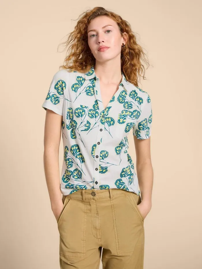 White Stuff TOPS and TEES PENNY JERSEY POCKET SHIRT Ivory Print 8211 Women White Stuff TOPS and TEES PENNY JERSEY POCKET SHIRT Ivory Print 8211 Women