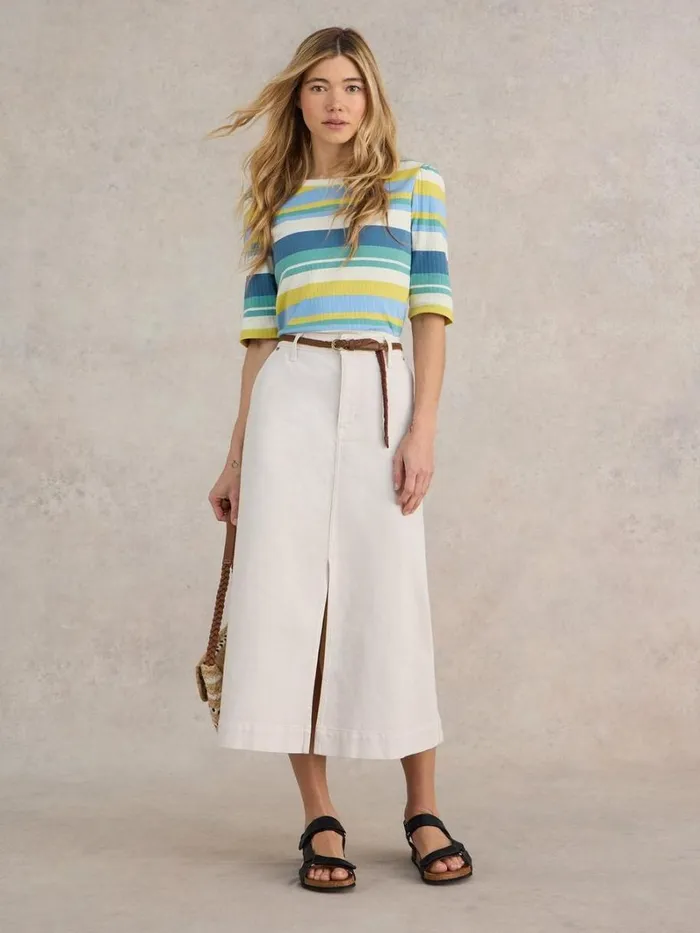 White Stuff TOPS and TEES PUFF SHORT SLEEVE TEE Blue Multi 8211 Women
