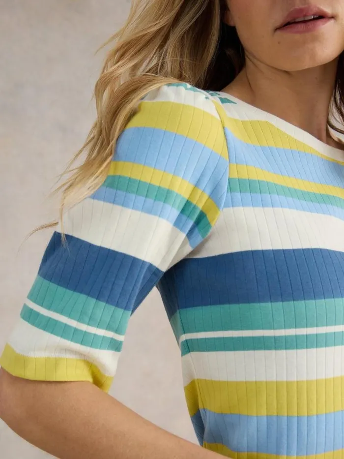 White Stuff TOPS and TEES PUFF SHORT SLEEVE TEE Blue Multi 8211 Women White Stuff TOPS and TEES PUFF SHORT SLEEVE TEE Blue Multi 8211 Women