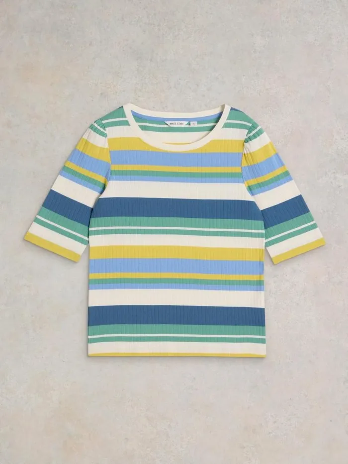 White Stuff TOPS and TEES PUFF SHORT SLEEVE TEE Blue Multi 8211 Women White Stuff TOPS and TEES PUFF SHORT SLEEVE TEE Blue Multi 8211 Women