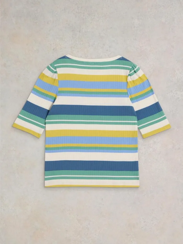 White Stuff TOPS and TEES PUFF SHORT SLEEVE TEE Blue Multi 8211 Women White Stuff TOPS and TEES PUFF SHORT SLEEVE TEE Blue Multi 8211 Women