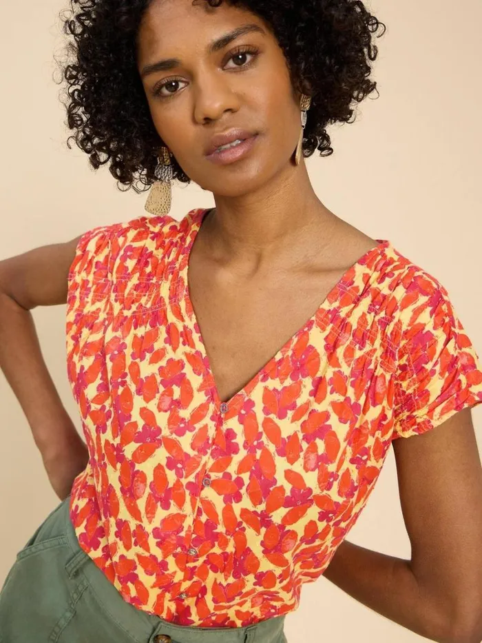 White Stuff TOPS and TEES Rae Organic Cotton Vest Orange Multi 8211 Women