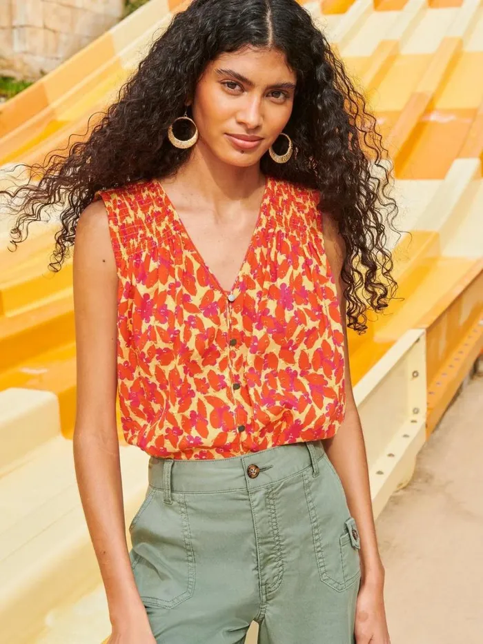 White Stuff TOPS and TEES Rae Organic Cotton Vest Orange Multi 8211 Women White Stuff TOPS and TEES Rae Organic Cotton Vest Orange Multi 8211 Women