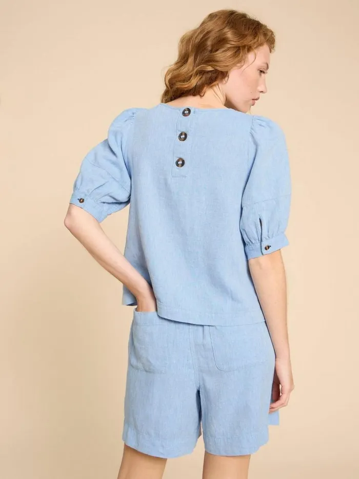White Stuff TOPS and TEES Shelly Linen Blend Top Chambray Blue 8211 Women