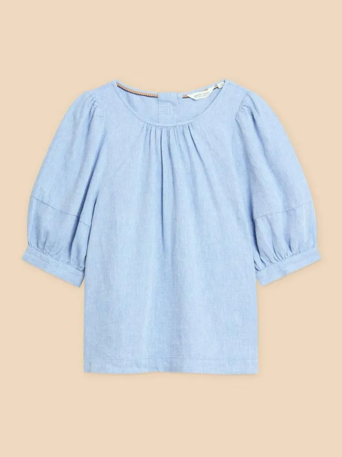 White Stuff TOPS and TEES Shelly Linen Blend Top Chambray Blue 8211 Women