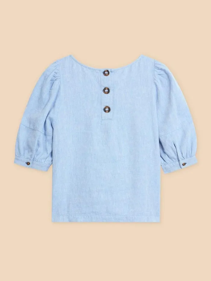 White Stuff TOPS and TEES Shelly Linen Blend Top Chambray Blue 8211 Women