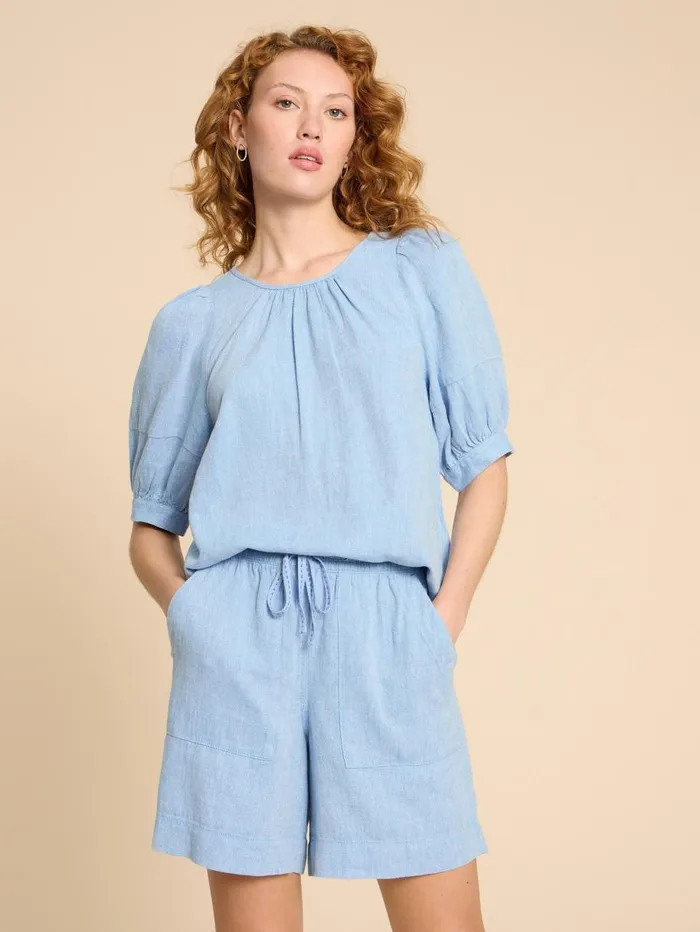 White Stuff TOPS and TEES Shelly Linen Blend Top Chambray Blue 8211 Women