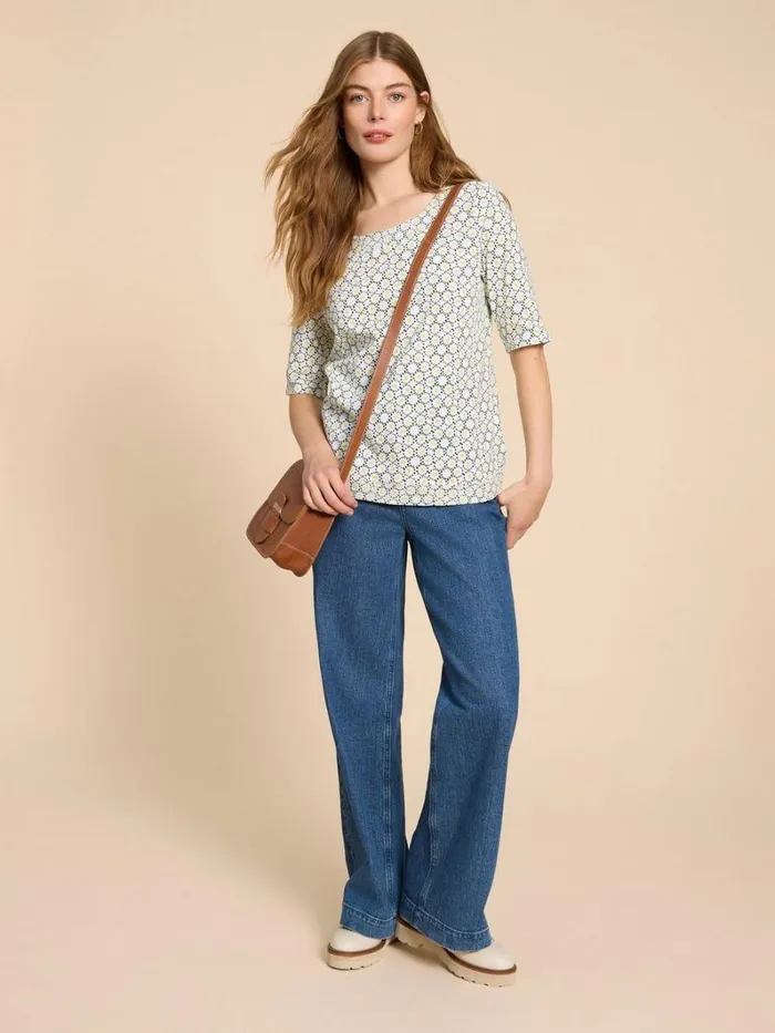 White Stuff TOPS and TEES WEAVER JERSEY TOP White Multi 8211 Women