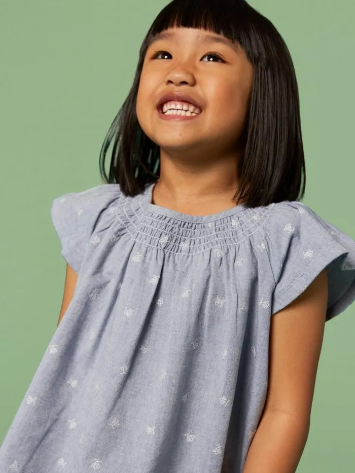 White Stuff TOPS Chambray Frill Top Chambray Blue 8211 Kids White Stuff TOPS Chambray Frill Top Chambray Blue 8211 Kids