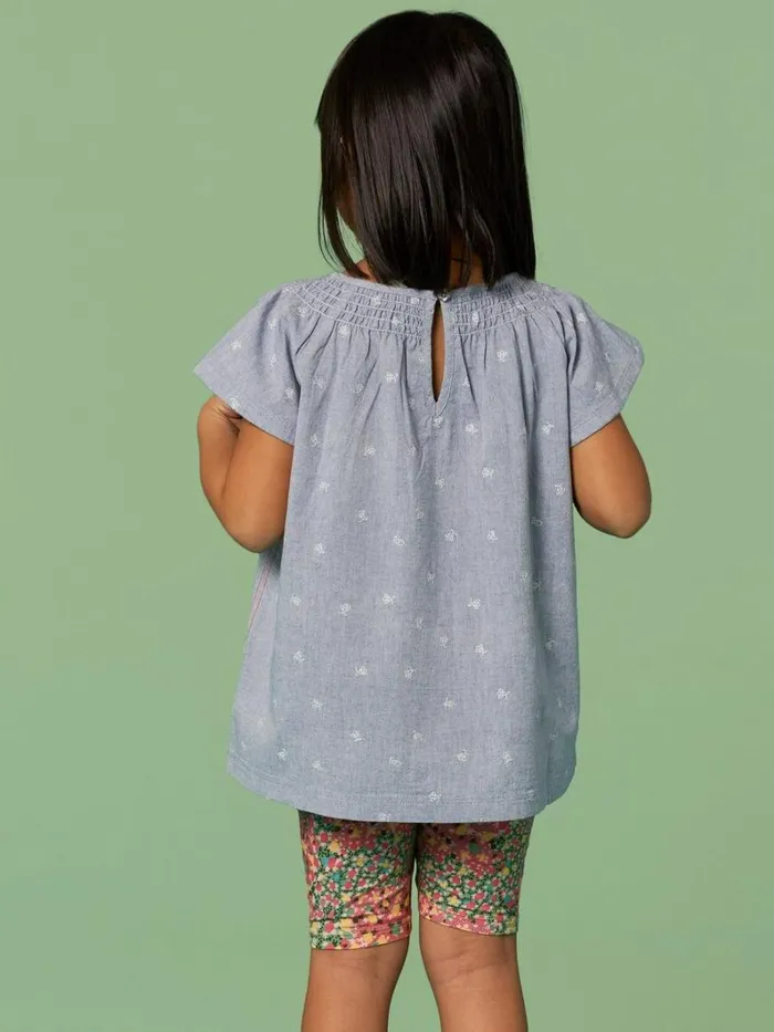 White Stuff TOPS Chambray Frill Top Chambray Blue 8211 Kids White Stuff TOPS Chambray Frill Top Chambray Blue 8211 Kids