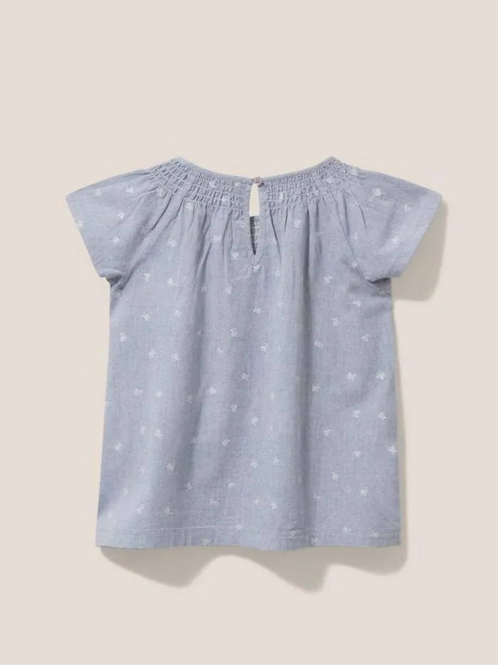 White Stuff TOPS Chambray Frill Top Chambray Blue 8211 Kids White Stuff TOPS Chambray Frill Top Chambray Blue 8211 Kids