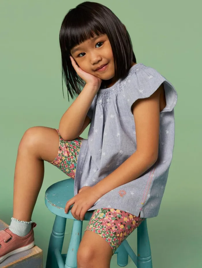 White Stuff TOPS Chambray Frill Top Chambray Blue 8211 Kids White Stuff TOPS Chambray Frill Top Chambray Blue 8211 Kids