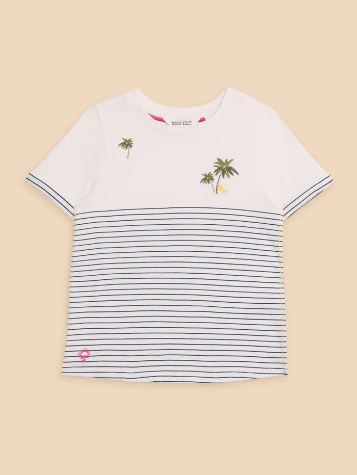 White Stuff TOPS Embroidered Stripe Tee Ivory Multi 8211 Kids White Stuff TOPS Embroidered Stripe Tee Ivory Multi 8211 Kids