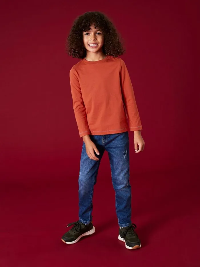 White Stuff TOPS Long Sleeve Abersoch T Shirt Mid Red 8211 Kids